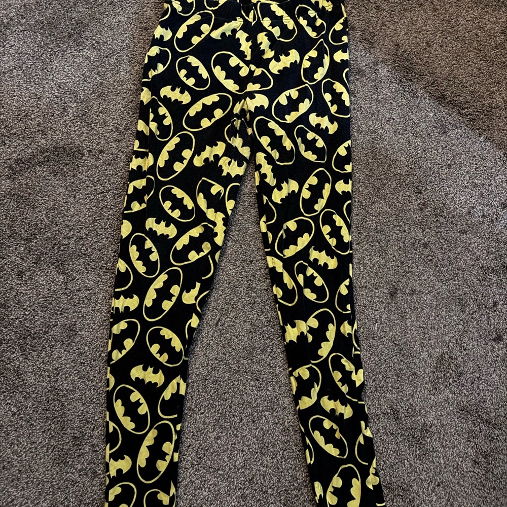 Batman Kids Leggings L DC Comics- Black with Yellow Logo